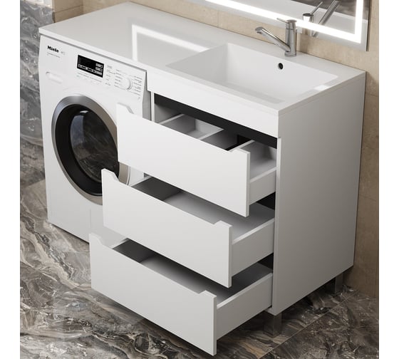Тумба над стиральной машиной uperwood Tanos 60 см, напольная, белый/графит 291020259