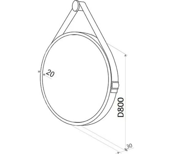 Зеркало Uperwood Round LED D 80 см, LED подсветка, сенсорный выключатель, коричневый ремень 291020277