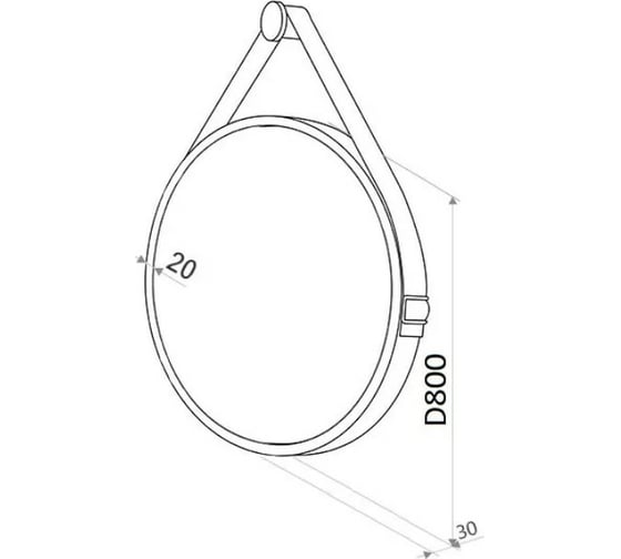 Зеркало Uperwood Round LED D 80 см, LED подсветка, сенсорный выключатель, черный ремень 291020278