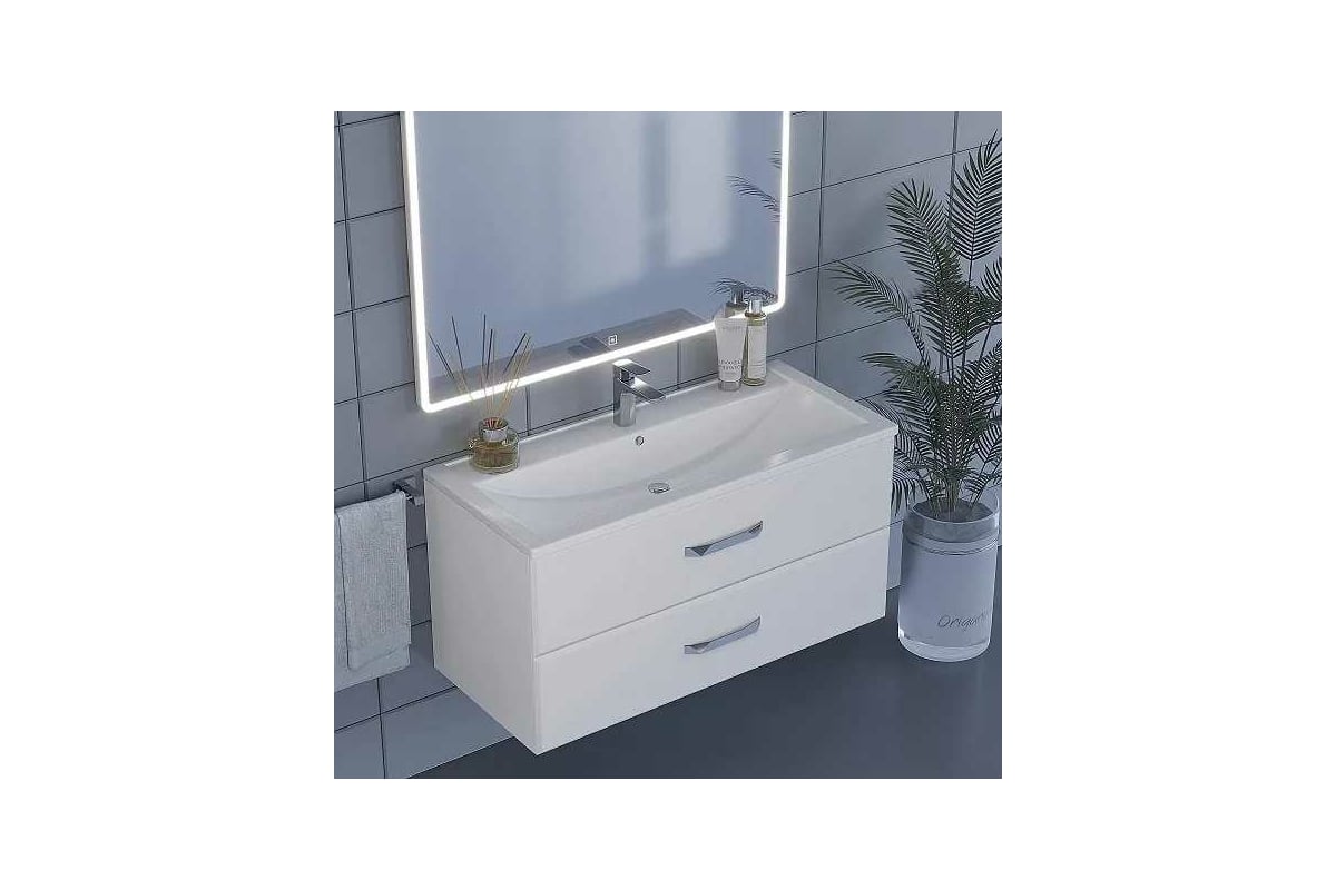 Тумба под раковину uperwood Foster 100 см, подвесная, белая 291020514 ...