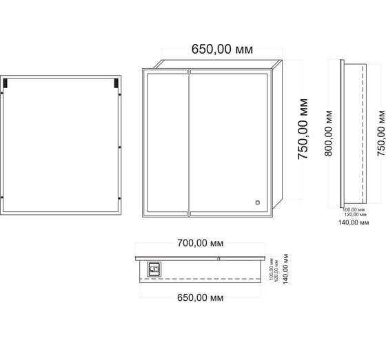Зеркало-шкаф Azario Minio 1П с подсветкой 700x800 CS00075843