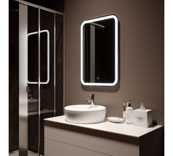 Зеркало Azario Мальта New 550x800 сенсор выкл+подогрев+часы внешней настройки LED-00002380