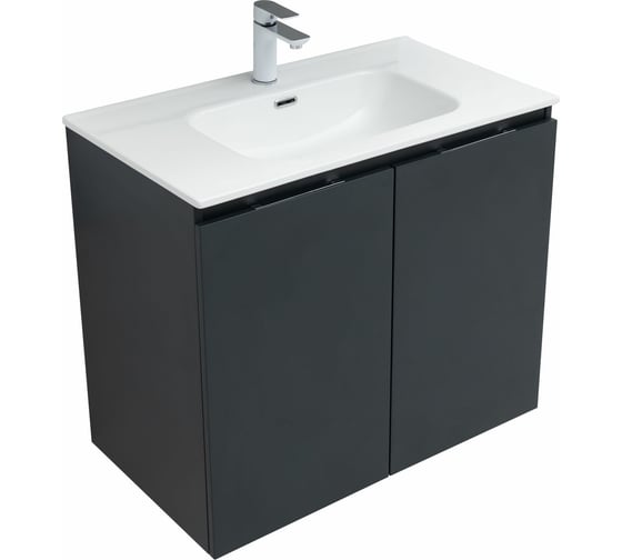 Подвесная тумба Aquanet Алвита new 80 2 двери, антрацит 00277527