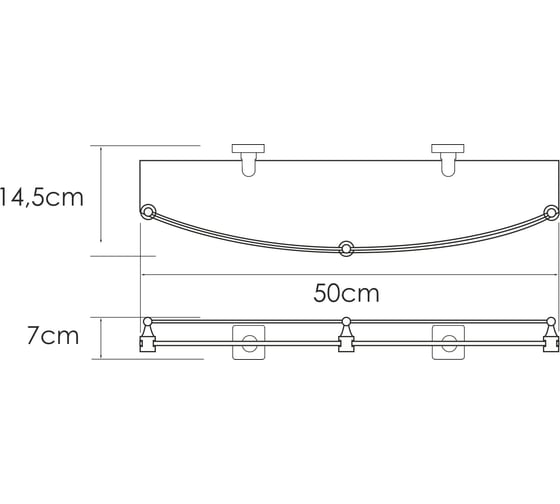 Полка WasserKraft Rhin стеклянная c бортиком K-8744