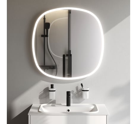 Зеркало AM.PM сложной формы, с контурной LED-подсветкой, ИК- сенсором, квадрат, 80 см M8FMOX0801WGS