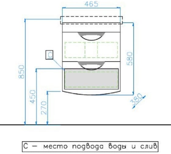 Подвесная тумба Style Line "Жасмин 2" (2 ящ.) Комо 50, Люкс белая, PLUS ЛС-000010039