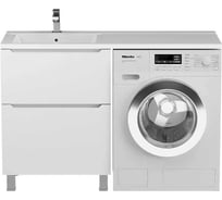 Тумба под стиральную машину uperwood Tanos 60 см, напольная, белая, 2 ящика 291120333