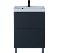 Тумба под раковину для ванной uperwood Tanos 60 см, напольная, черная матовая, 2 ящика 291120331