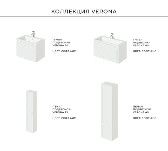 Подвесной пенал ИТАНА Verona 25 250x200x1200 MCH 78985 Софт Айс ,белый 4657773601444