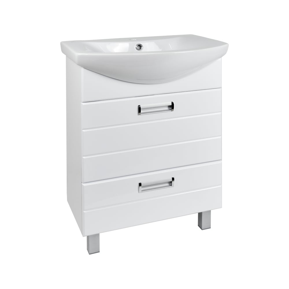 Тумба Doratiz Вега 60 напольная, белая, с 2 ящиками под умывальник Уют ...