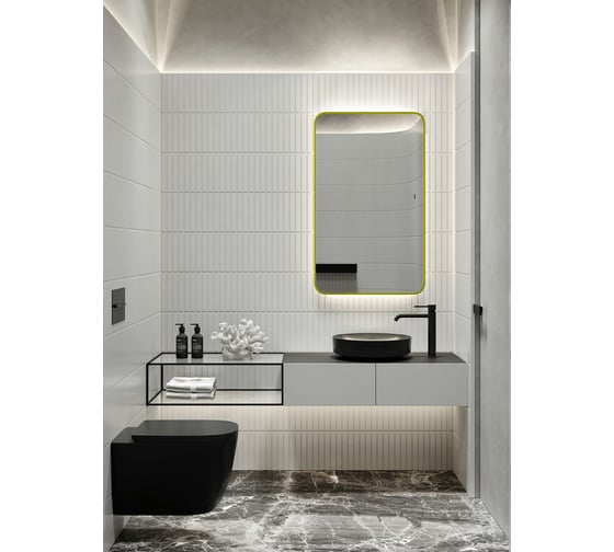 Зеркало Azario INCANTO 600x1000 бесконтактный сенсор, золотой декор, гор/верт LED-00002558 00079343
