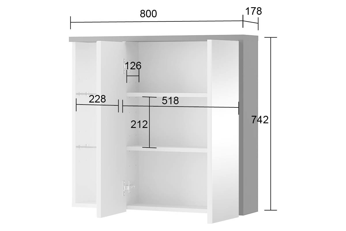 Шкаф с зеркалом 800