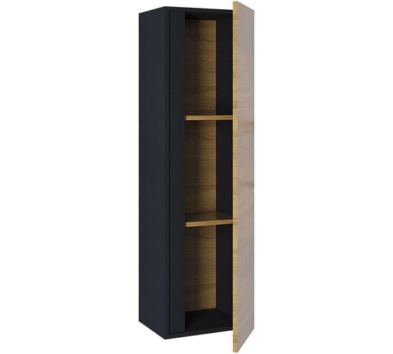 Шкаф-пенал для ванной комнаты uperwood Barsa_35х28х120 см, подвесной, черный/дуб сонома 293020545