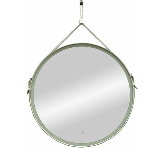 Зеркало с подсветкой на ремне из натуральной белой кожи Art&Max Milan D1000 AM-Mil-1000-DS-F