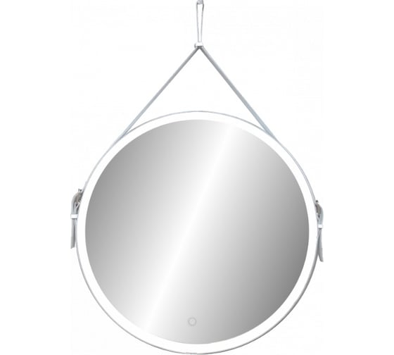Зеркало с подсветкой на ремне из натуральной белой кожи Art&Max Milan D650 AM-Mil-650-DS-F