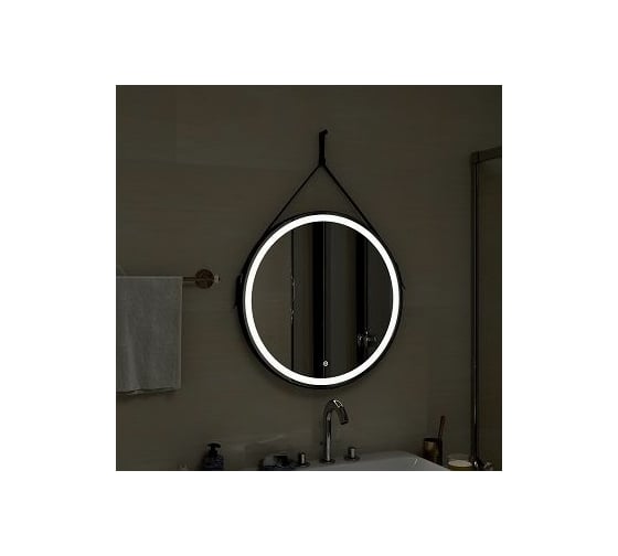 Зеркало с подсветкой на ремне из черной кожи Art&Max MILAN AM-Mil-800-DS-F-Nero