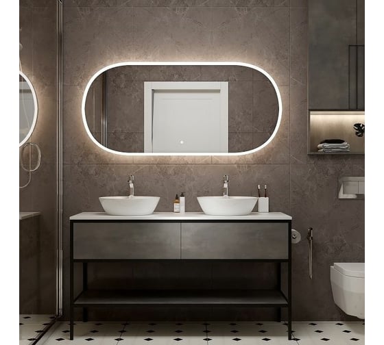 Зеркало с теплой подсветкой Art&Max Bari 700x1500 White AM-Bar-700-1500-DS-C-White
