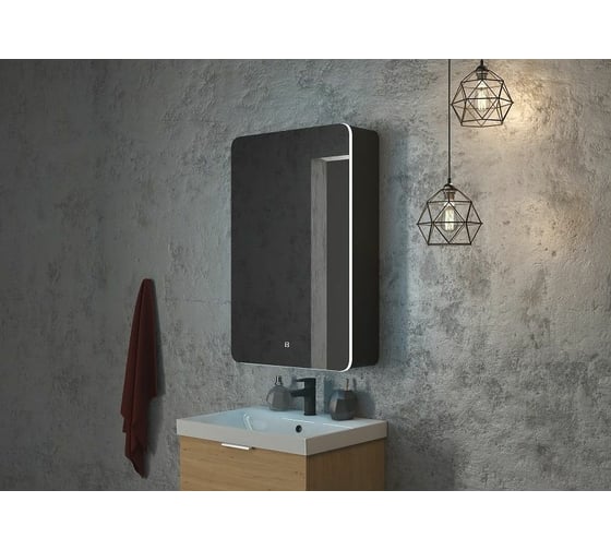 Зеркало-шкаф с подсветкой Art&Max LECCE AM-Lec-560-850-1D-L-DS-F-Nero
