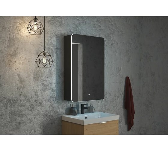 Зеркало-шкаф с подсветкой Art&Max LECCE AM-Lec-560-850-1D-R-DS-F-Nero