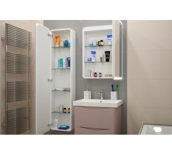 Зеркало-шкаф с подсветкой Art&Max PLATINO AM-Pla-600-800-1D-R-DS-F