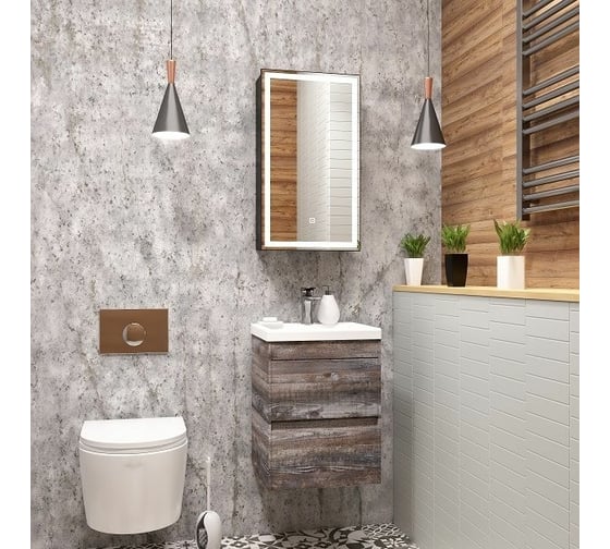 Зеркало-шкаф с подсветкой Art&Max TECHNO AM-Tec-350-650-1D-R-DS-F-Nero