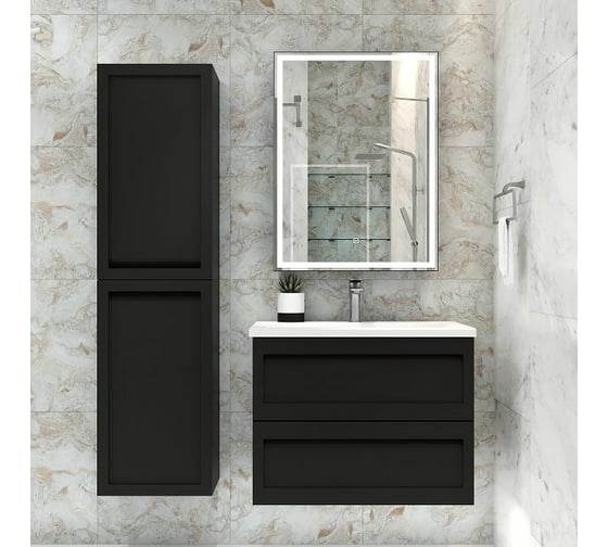 Зеркало-шкаф с подсветкой Art&Max TECHNO реверсивный AM-Tec-600-800-1D-DS-F-Nero