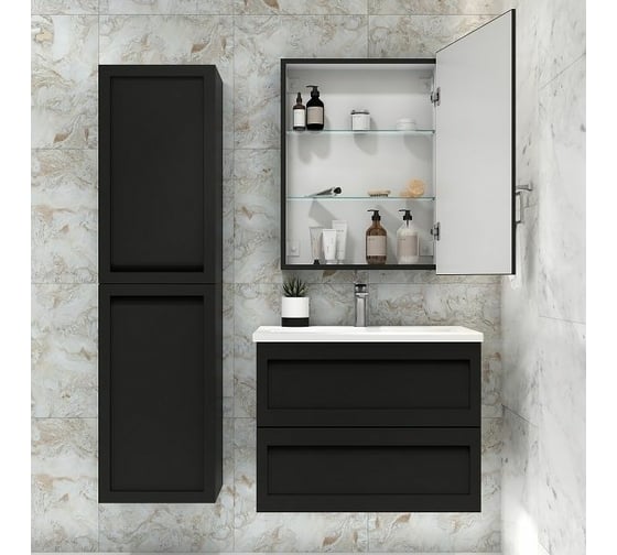 Зеркало-шкаф с подсветкой Art&Max TECHNO реверсивный AM-Tec-600-800-1D-DS-F-Nero
