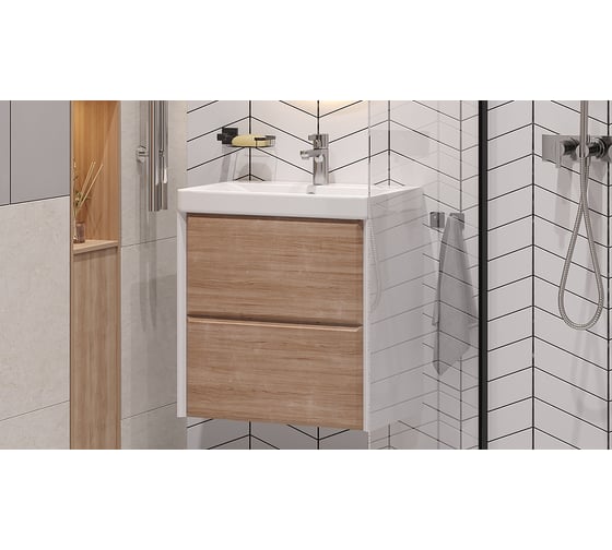 Подвесная тумба Velvex Gesso 60.2Y, белый/дуб сонома tpGES.60.2Y-25.21
