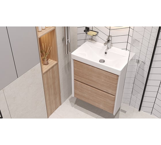 Подвесная тумба Velvex Gesso 60.2Y, белый/дуб сонома tpGES.60.2Y-25.21