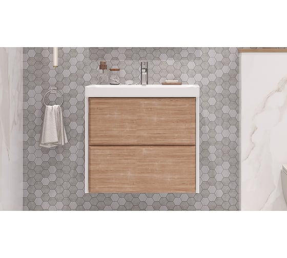 Подвесная тумба Velvex Gesso 70.2Y, белый/дуб сонома tpGES.70.2Y-25.21