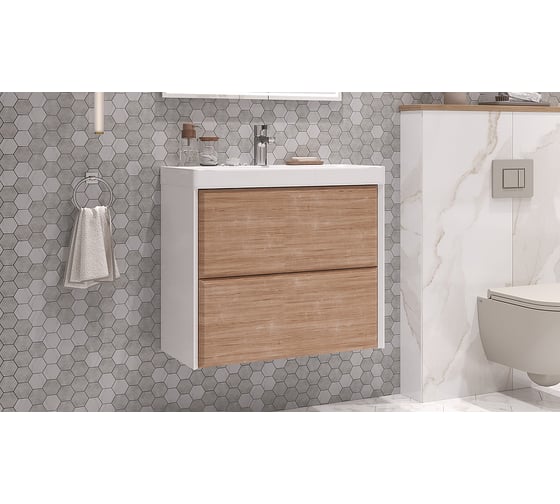 Подвесная тумба Velvex Gesso 70.2Y, белый/дуб сонома tpGES.70.2Y-25.21