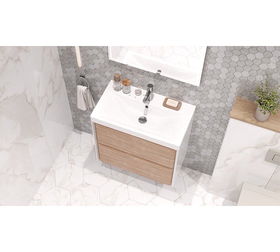 Подвесная тумба Velvex Gesso 70.2Y, белый/дуб сонома tpGES.70.2Y-25.21