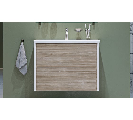 Подвесная тумба Velvex Gesso 80.2Y, белый/дуб сонома tpGES.80.2Y-25.21