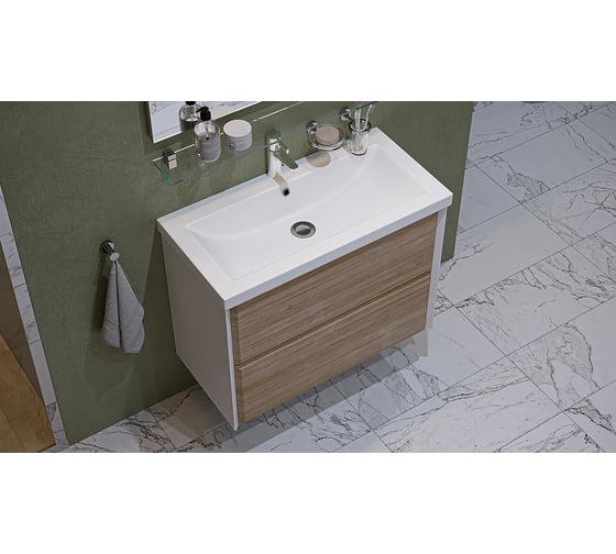 Подвесная тумба Velvex Gesso 80.2Y, белый/дуб сонома tpGES.80.2Y-25.21