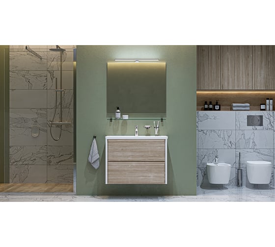 Подвесная тумба Velvex Gesso 80.2Y, белый/дуб сонома tpGES.80.2Y-25.21