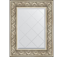 Зеркало с гравировкой в багетной раме EVOFORM барокко серебро 106 мм, 60x77 см BY 4037