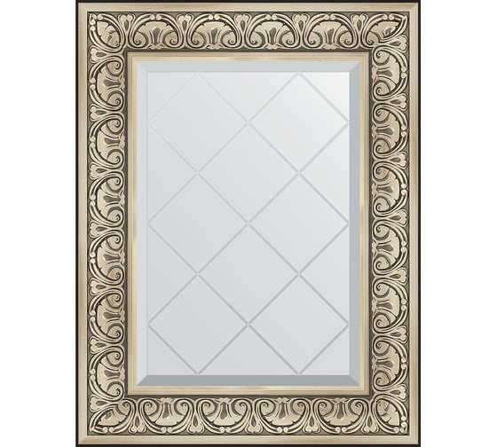 Зеркало с гравировкой в багетной раме EVOFORM барокко серебро 106 мм, 60x77 см BY 4037 1
