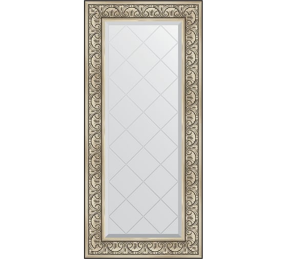 Зеркало с гравировкой в багетной раме EVOFORM барокко серебро 106 мм, 60x130 см BY 4080