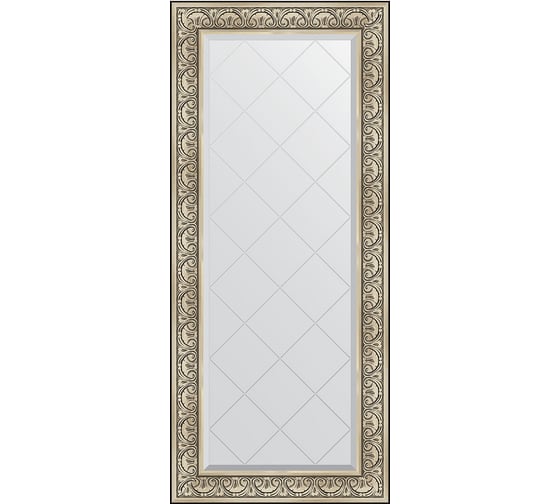 Зеркало с гравировкой в багетной раме EVOFORM барокко серебро 106 мм, 70x160 см BY 4166 1