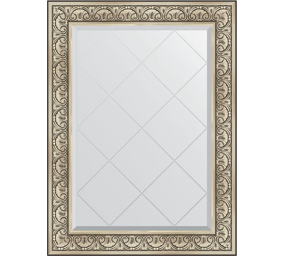 Зеркало с гравировкой в багетной раме EVOFORM барокко серебро 106 мм, 80x107 см BY 4209 1