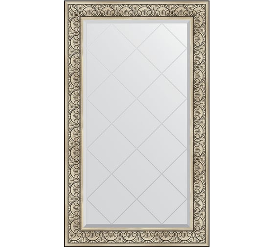 Зеркало с гравировкой в багетной раме EVOFORM барокко серебро 106 мм, 80x135 см BY 4252