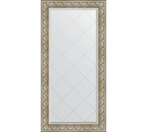 Зеркало с гравировкой в багетной раме EVOFORM барокко серебро 106 мм, 80x162 см BY 4295 1