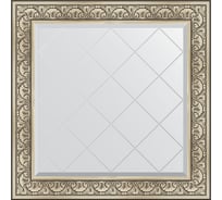 Зеркало с гравировкой в багетной раме EVOFORM барокко серебро 106 мм, 90x90 см BY 4338