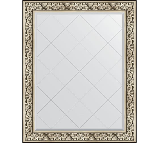 Зеркало с гравировкой в багетной раме EVOFORM барокко серебро 106 мм, 100x125 см BY 4381 1