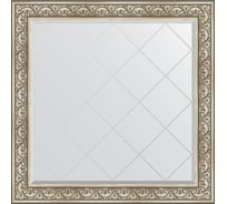 Зеркало с гравировкой в багетной раме EVOFORM барокко серебро 106 мм, 110x110 см BY 4467