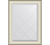 Зеркало с гравировкой в багетной раме EVOFORM белая кожа с хромом 78 мм, 64x87 см BY 4567