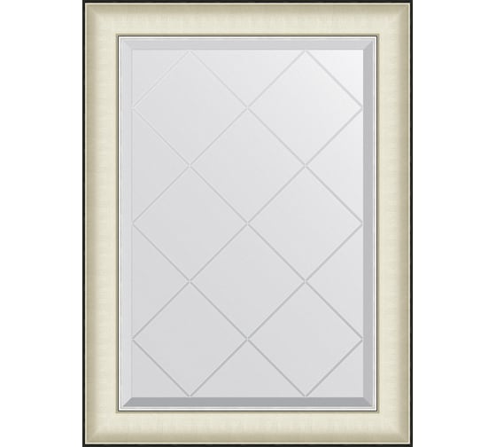 Зеркало с гравировкой в багетной раме EVOFORM белая кожа с хромом 78 мм, 64x87 см BY 4567