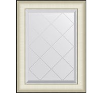Зеркало с гравировкой в багетной раме EVOFORM белая кожа с хромом 78 мм, 54x72 см BY 4565