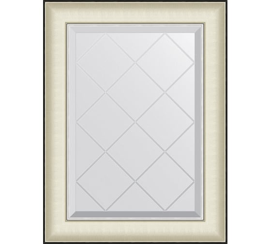 Зеркало с гравировкой в багетной раме EVOFORM белая кожа с хромом 78 мм, 54x72 см BY 4565 1