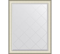 Зеркало с гравировкой в багетной раме EVOFORM белая кожа с хромом 78 мм, 94x119 см BY 4573